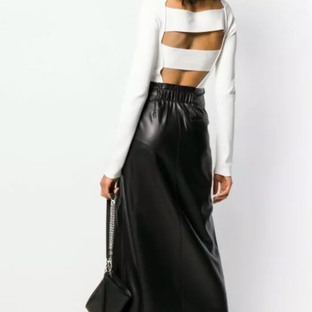 Helmut Lang Open Back Mock Neck Bodysuit White